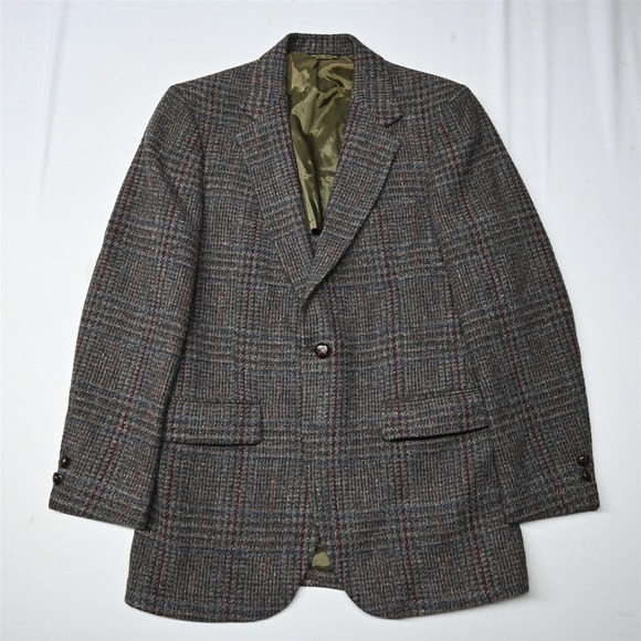 Vtg Welshire Harris Tweed 38S Brown Fleck Blanket Wool Blazer Sport Coat